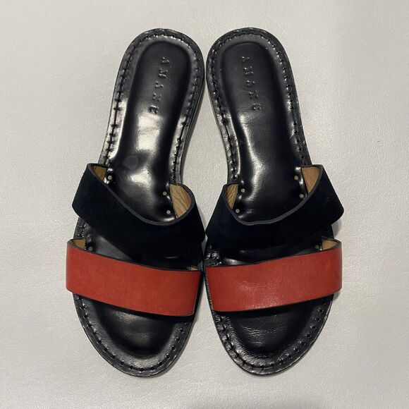 Amanu‎ Women’s 8 Style 02 The Sabi Red And Black Leather Suede Strap Sandal - Picture 3 of 11